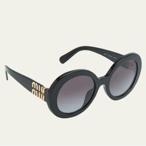 MIU MIU MU 11YS Logo Round Acetate Sunglasses NIB